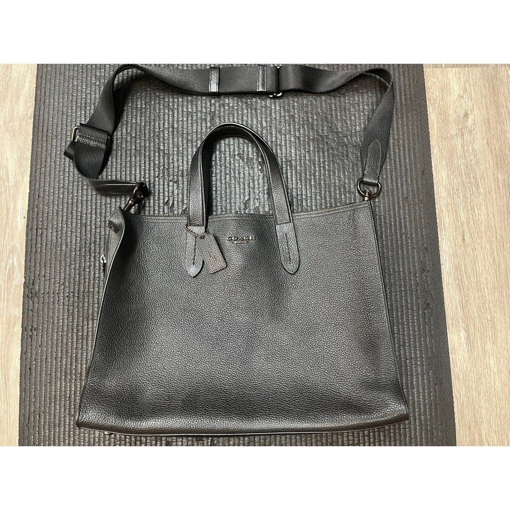 COACH Charlie Brief Carryall Pebbled Leather Work Laptop Computer Bag